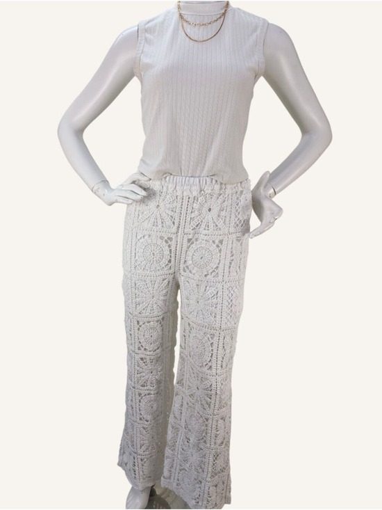POL Pants - POL Noa Crochet Pants Cloud White Wide Leg Boho Resort Cover Up OS NWT